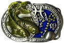 PISCES THE FISH, ZODIAC HOROSCOPE SIGN BELT BUCKLE + display stand
