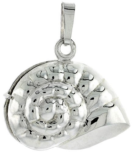 Sterling Silver Snail Locket Pendant, 7/8