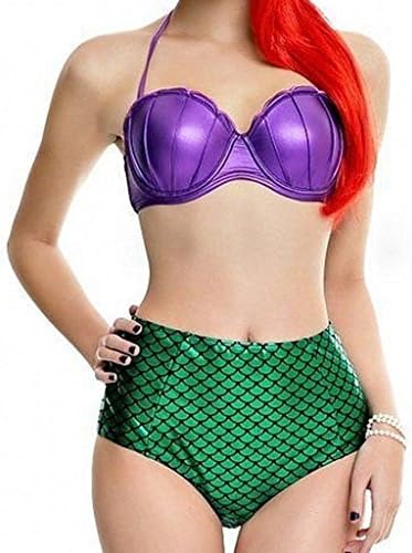 VOLUMUS Mermaid Bikini 2 Piece Swimsuit Glitter High Waist Swimwear