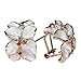 Mother's Day Gifts White Flower Stud Earring with Multi-colors Crystals Use Cubic Zirconia E6