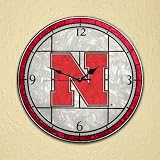 Nebraska Cornhuskers 12in Art Glass Clock NCAA College Athletics Fan Shop Sports Team Merchandise