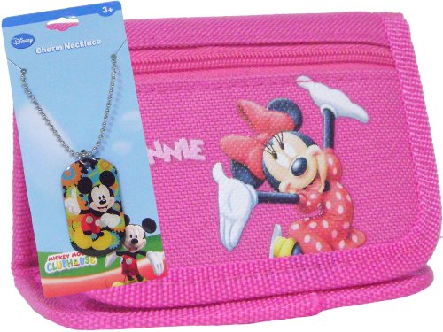 Minnie Mouse Pink Tri-fold Wallet & Charm Necklace