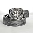 Tobacco Road Belt Silver Leather with Metal Shield Buckle