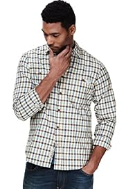 North Coast Pure Cotton Herringbone Checked Slim Fit Shirt