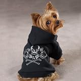 Dog Hoodie - Crowned Crossbone Dog Hoodie - Black - X-Small (XS)