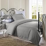 Ellington Home 1800 Series 3 Piece Damask Stripe Duvet Cover Set (King, Silver)