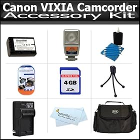 Canon VIXIA HF M32 Accessory Kit Includes Deluxe Carrying Case + Replacement BP-808 (1200 mAH) Battery + Ac/Dc Rapid Travel Battery Charger + Portable Video Light + Mini Tripod + 2gb SD Card + LCD Screen Protectors + More
