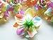 (100) Silk Light Rainbow Roses Flower Head - 1.75