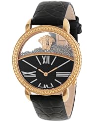 Versace Womens 93Q80BD008 S009 "Krios" Rose Gold Ion-Plated Stainless Steel and Black Leather Micro-Sphere Watch