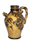 Ceramic bottle vase grape and vine motif - hand glazed