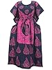 Beach Kaftan Boho Hippy Pink Batik Printed Maxi Dress Caftans One Size