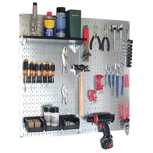 Click to read our review of Garage Pegboard: Wall Control 30-WGL-200GVB Galvanized Steel Pegboard Tool Organizer