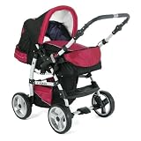de Boutique-b&eacute;b&eacute;: POUSSETTE - LANDAU "FLASH" 2 in 1 in couleur NOIR*CERISE - 27 autres mod&egrave;les de couleurs disponible avec nous