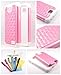 Thousand Eight(TM) For LG Optimus L90 Diamond Studded Silicone Rubber Skin Hard Case + [FREE LCD Screen Protector Shield(Ultra Clear)+Touch Screen Stylus] (Diamond light pink/white)
