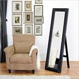 Baxton Studio McLean Dark Brown Modern Mirror with Built-In Stand