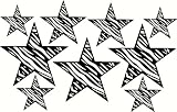 Black Zebra Print Star Wall Sticker Vinyl Decal 9 Pc