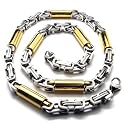 Men's Gold Titanium Silver Chain Steel Necklace