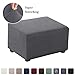 Flamingo P Stretch Ottoman Slipcovers Rectangle Storage Protect Covers for Living Room Removable Footstool Footrest Covers (Charcoal Gray, Normal Size)