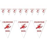 Beistle Crawfish Boil Pennant Banner, 10 by 12-Feet, White/Red