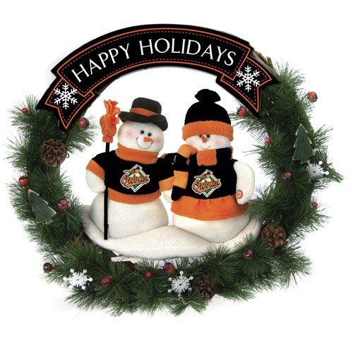 Baltimore Orioles Team Snowman Christmas Wreath