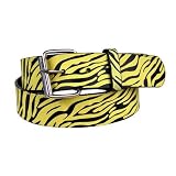 YELLOW & BLACK ZEBRA STRIPED LEATHER BELT WITH REMOVABLE BUCKLE SIZE MEDIUM