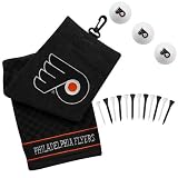 NHL Philadelphia Flyers Embroidered Golf Towel, Golf Balls & Multicolored Tees Gift Set - Black