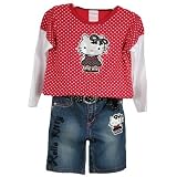 Girls Hello Kitty 3pc Denim Short Set ~ Size (4-6x)