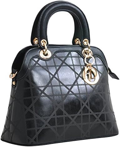 Macy Women's Desined Striped Zipper Leather Handbag