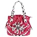 Adi Designs Womens Flower Detail Double Top Polka dot Satchel