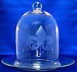 Individually Hand Etched Fleur De Lis Clear Glass Dome Butler Serving Plate 10"H