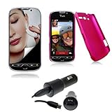 IMAGE OF HTC MYTOUCH 4G PINK RUBBERIZED BACK PLATE ONE PIECE CASE, OEM CAR CHARGER, MIRROR SCREEN PROTECTOR COMBO