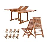 9pcs Java Teak Outdoor Patio Dining Table and Chairs Set