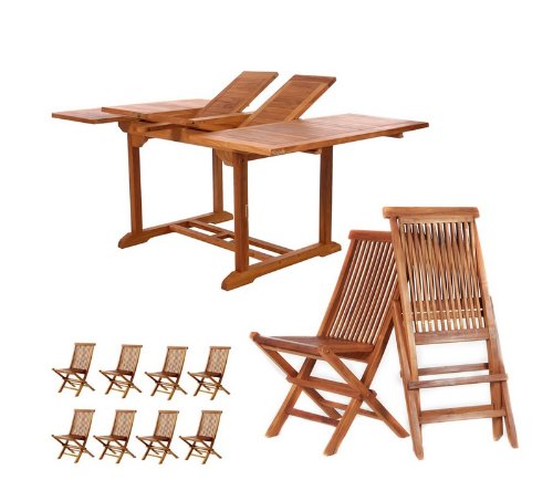 9pcs Java Teak Outdoor Patio Dining Table and Chairs Set product image