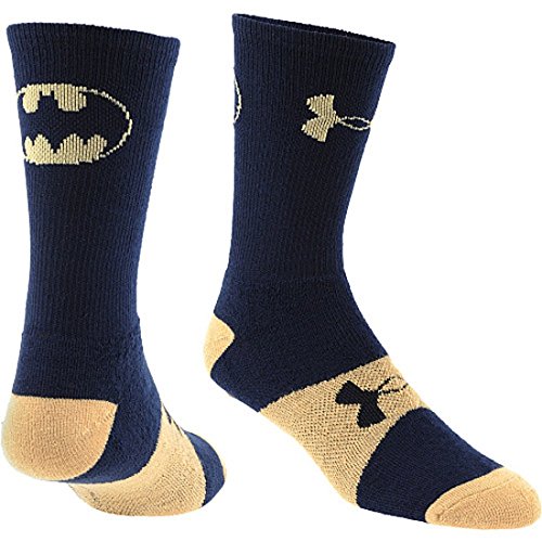 Under Armour Boys' Alter Ego Crew Socks (YLG, Batman (Midnight Navy/Vegas Gold))