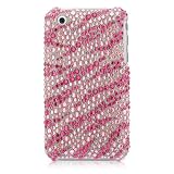 Diamond Crystal Hot Pink Zebra Print Snap on Faceplate Hard Case Cover for Apple 3G iPhone / iPhone 3GS 3G S Cell Phone