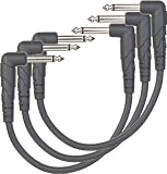 Planet Waves Classic Series Instrument Cable with Right Angle Plug, 0.5 feet (3-pack)