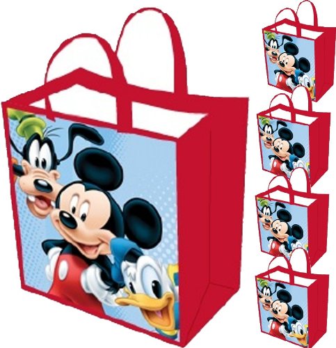FREE SHIPPING: 5-pack Mickey Mouse Reusable Tote Bag WITH Bonus Eraser - Medium Woven Reusable Totes (13 FREE SHIPPING: 5-pack Mickey Mouse Reusable Tote Bag WITH Bonus Eraser - Medium Woven Reusable Totes (13