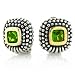 Bling Jewelry Mexican Sterling Silver Earrings 18k Gold Gem Peridot Pierced