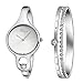 Xinge Women's Silver Tone Stainless Steel Bangle Watch Set with Artificial Diamonds 2 Pieces W3678-S