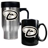 Arizona Diamondbacks Primary Logo Stainless Steel Travel Mug and Black Ceramic Mug Set