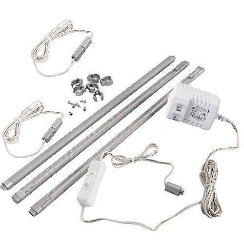 Pack of 3 Warm White Lights Bar Set , Efrank Super Thin & Bright Under Cabinet Lighting- Total of 11 Watt, 900LM LED Kitchen Counter Recessed Ceiling Lights