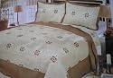 3pc Almont / Brown 100% Cotton Fully Quilted Embroidery Bedspread Set King