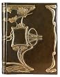 Art-Nouveau Leather Photo Album, Wedding Album, Scrapbook, Green and Gold Accent, Gift Boxed, 9.5x12"