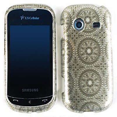 Samsung Character R640 Transparent Design, Gray Circular Patterns Hard Case/Cover/Faceplate/Snap On/Housing/Protector