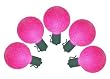 Set of 10 Battery Operated Sugared Pink LED G50 Christmas Lights - Green Wire