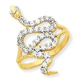 10k & Rhodium CZ Snake Ring