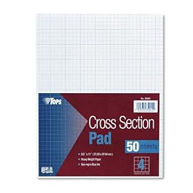 Tops Section Pads, 4 Squares, Quadrille Rule, Letter Size (8.5 x 11), White, 50 Sheets per Pad (35041)