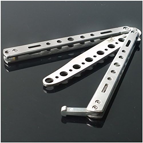 Outdoor Practice Butterfly Metal Balisong Trainer Training Knife Security Tool (White)