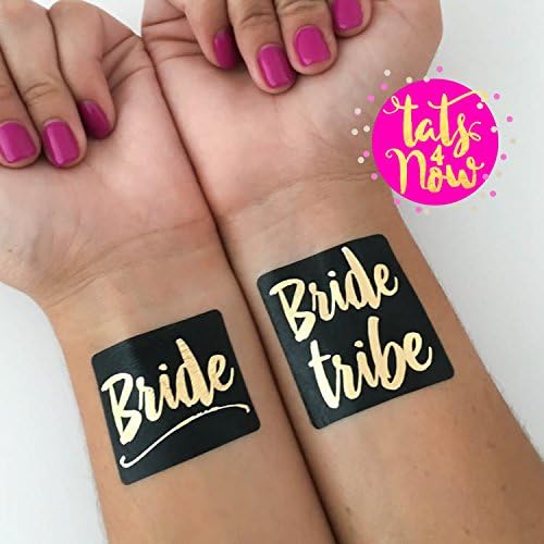 Set of 16 Bachelorette Party, bachelorette tattoo, Black and gold bride tribe, bridal party, bridesmaid tattoo, bride, hens party, wedding party