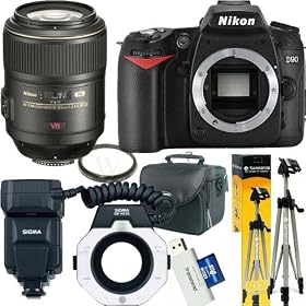 Nikon D90 Dental/Medical Accessory Kit Includes: Nikon D90 DX 12.3MP Digital SLR Camera W/ Telephoto AF Micro-Nikkor 105mm f/2.8G ED-IF AF-S VR (Vibration Reduction) Autofocus Lens W/ Sigma EM-140 DG TTL Macro Ringlight Flash (Guide No. 46'/14 m) for Nikon AF with i-TTL W/ Transcend TS8GSDHC6-S5W 8GB SDHC6 Memory Card with Card Reader W/ Samsonite Digital SLR Gadget Bag W/ Hakuba S-4500 Series Tripod W/ 62mm UV Filter